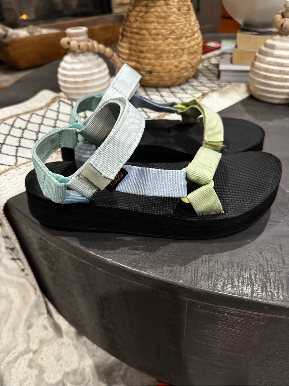 Teva Women's Pastel Green & Light Blue Strap Sandals Size 7